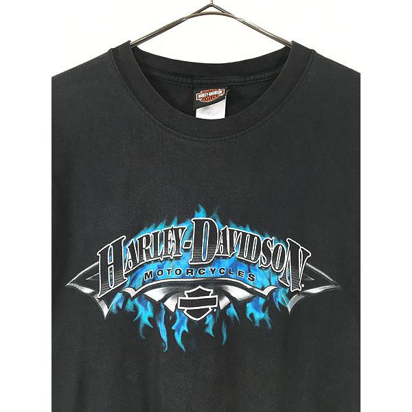 古着 00s USA製 HARLEY DAVIDSON イーグル ブルー ファイヤー パターン