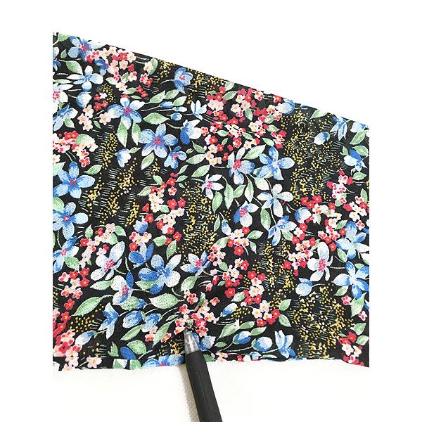 レディース 古着 80s カラフル 花柄 ギャザー デザイン スタンドネック