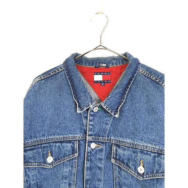 古着 90s TOMMY JEANS ロゴ 刺しゅう デニム ジャケット Gジャン XXL