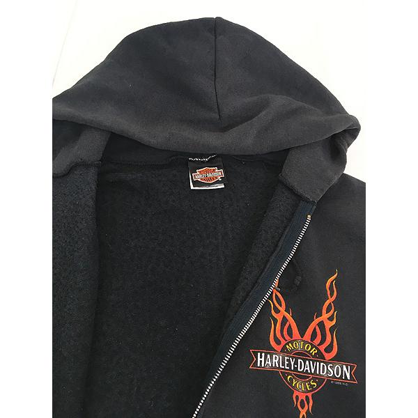 古着 90s USA製 HARLEY DAVIDSON ファイヤー パターン スウェット 