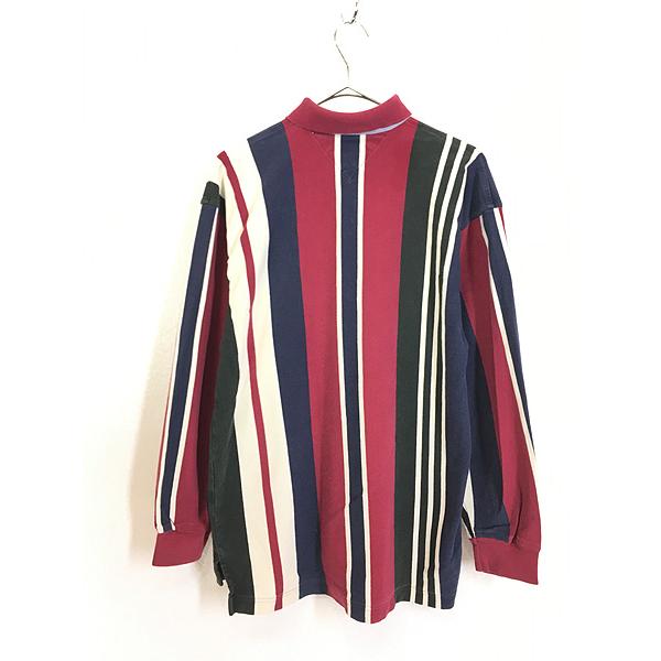 古着 90s TOMMY HILFIGER カラフル マルチ ストライプ 長袖 ポロシャツ ロンポロ L 古着｜dracaena｜03