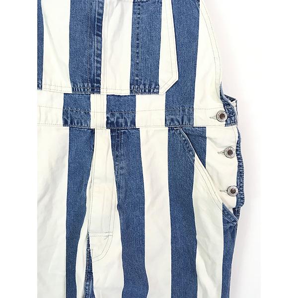 古着 Levi's SILVER TAB 太ピッチ ストライプ デニム オーバーオール
