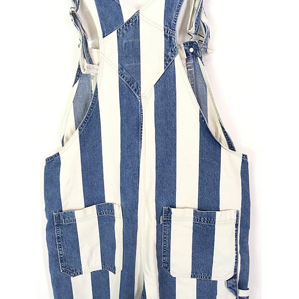 古着 Levi's SILVER TAB 太ピッチ ストライプ デニム オーバーオール