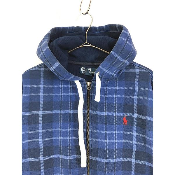 古着 Polo Ralph Lauren 裏地 サーマル チェック スウェット ジップ