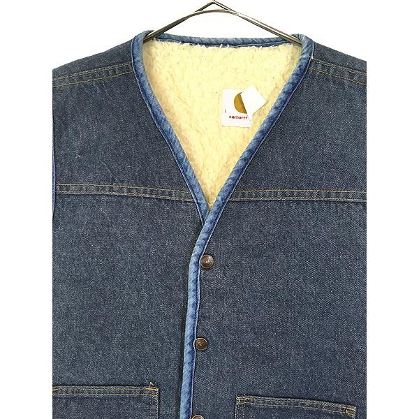 古着 70s USA製 Carhartt インディゴ デニム ワーク ボア ベスト 古着 70s USA製 Carhartt インディゴ デニム ワーク ボア ベスト