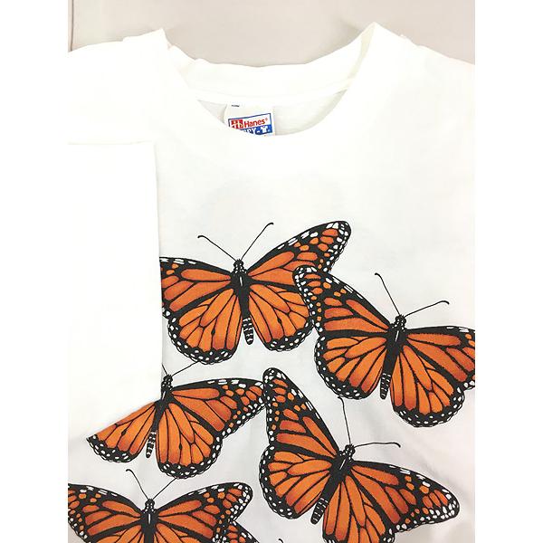 古着 90s 蝶 バタフライ SPRING & FALL 両面 グラフィック Tシャツ XL