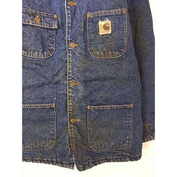 古着 90s USA製 Carhartt 裏地 ブランケット デニム ワーク ミシガン  