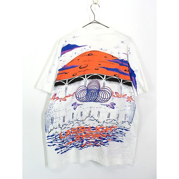 古着 90s USA製 GRAND COULEE DAM ダム 太陽 アート オールオーバー T 