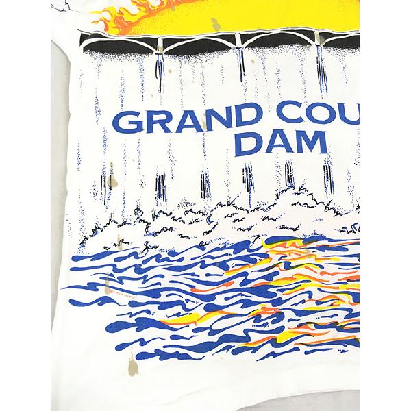 古着 90s USA製 GRAND COULEE DAM ダム 太陽 アート オールオーバー T 