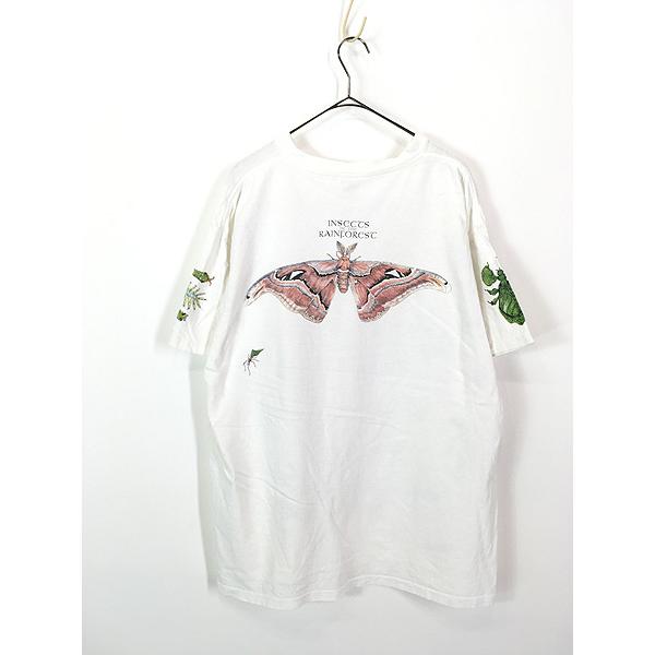 古着 90s USA製 蝶 蟻 カマキリ 幼虫 昆虫 マルチ アート Tシャツ XL 