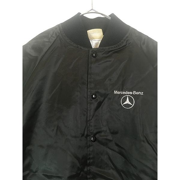 古着 90s USA製 Mercedes Benz ベンツ 刺しゅう 光沢 サテン 