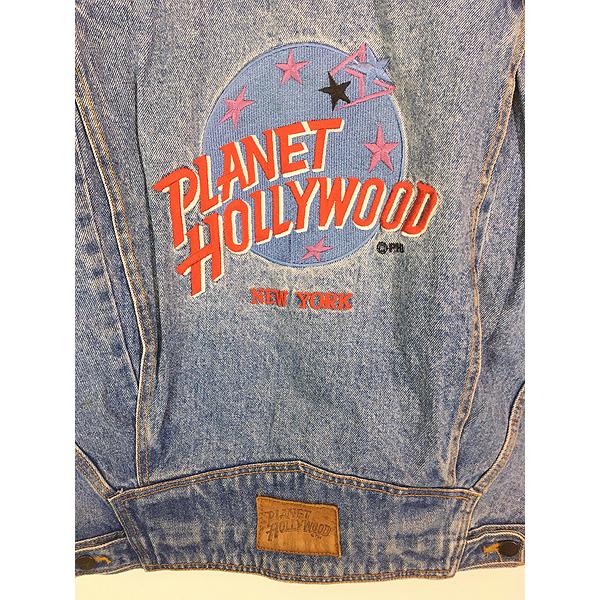 90s PLANET HOLLYWOOD ジャッケット Vintage Planet Hollywood Button Up Denim Jean Trucker Jacket