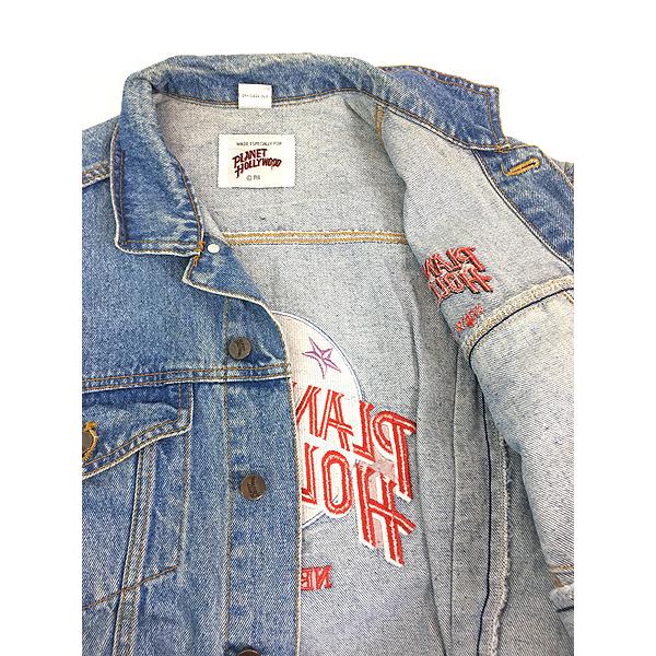 90s PLANET HOLLYWOOD ジャッケット Vintage Planet Hollywood Button Up Denim Jean Trucker Jacket