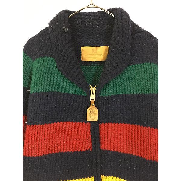 HUDSON'S BAY マルチボーダー ウール コート 60's 70's HUDSON'S