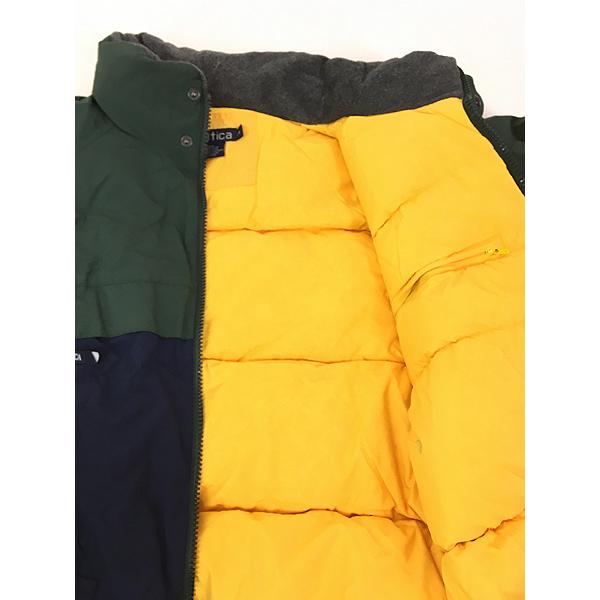 古着 90s Nautica 緑×紺 バイカラー ダウン ジャケット L : 古着