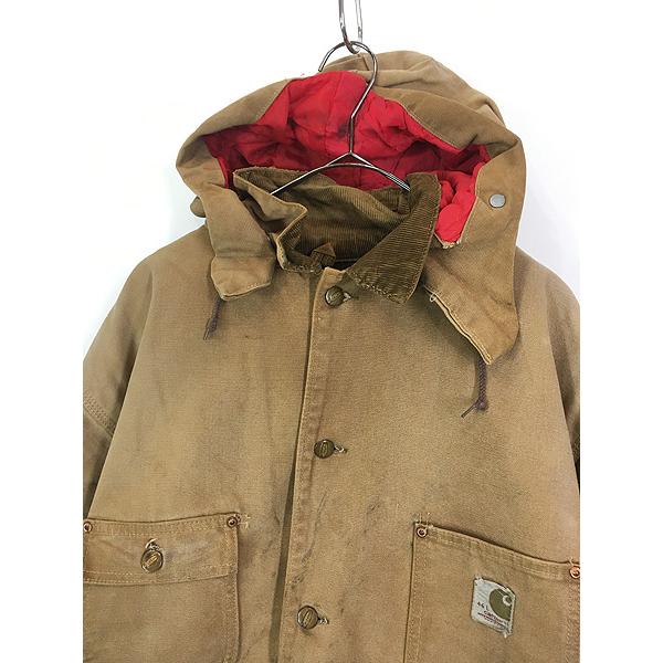 Carhartt ミシガンチョア Mダックジャケット カバーオール 裏地あり 古着 70s Carhartt 裏地 ストライプ ブランケット ブラウン