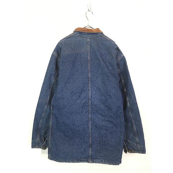 古着 90s USA製 Carhartt 裏地 ストライプ ブランケット デニム ミシガンチョア カバーオール ジャケット XL Tall 古着｜dracaena｜03