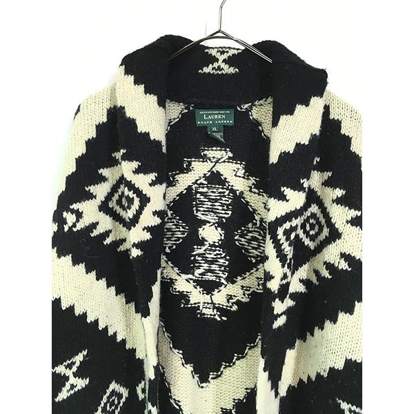 古着 90s LAUREN Ralph Lauren ネイティブ ナバホ ラムウール ニット 