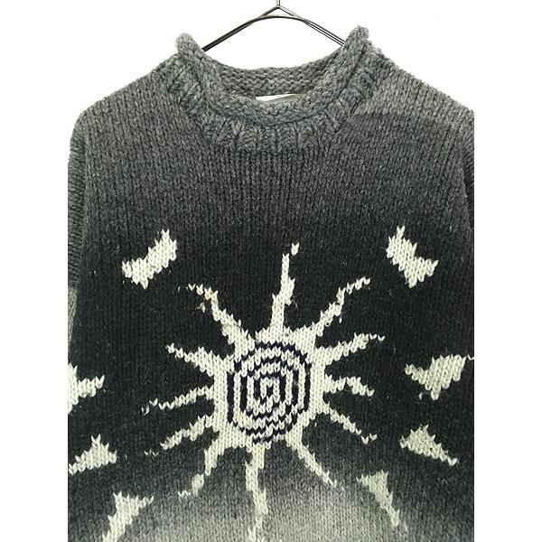 古着 90s エクアドル製 EARTH RAGZ 太陽 グラデーション ヘビー ウール