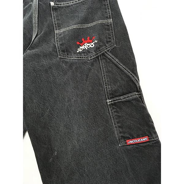 古着 90s JNCO JEANS ブラック デニム ワイド ペインター パンツ
