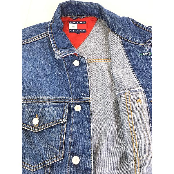 古着 90s TOMMY JEANS ロゴ 刺しゅう デニム ジャケット Gジャン S