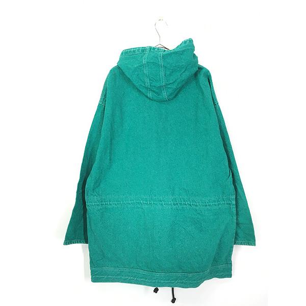古着 90s CORNICHE グリーン カラー デニム フーデッド コート 