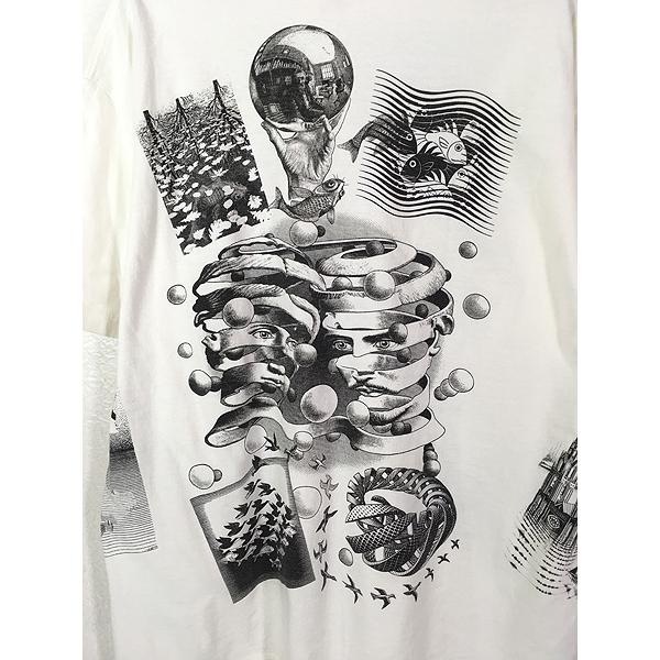 古着 90s USA製 M.C. Escher エッシャー 豪華 マルチ オールド だまし 