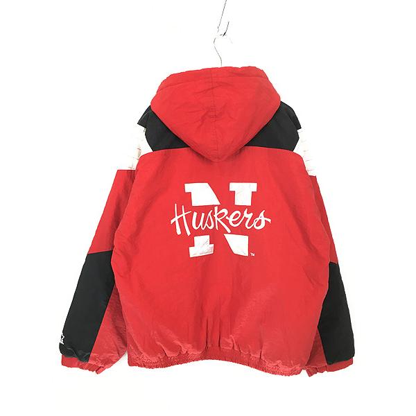 古着 90s NCAA Nebraska Cornhuskers ハスカーズ ハーフジップ 