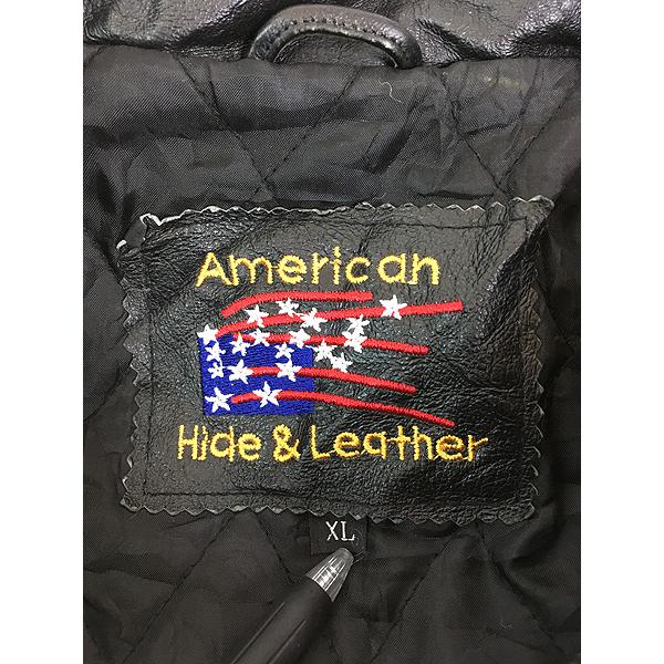 古着 90s American Hide & Leather USA 星条旗 本革 オール レザー AMERICAN HIDE LEATHERレザージャケット