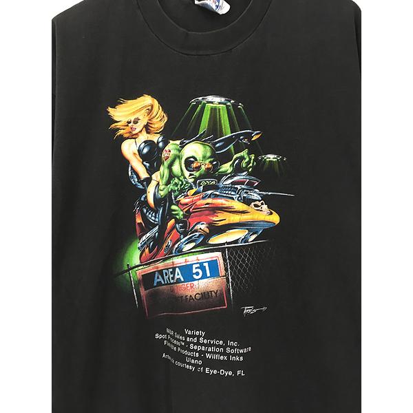 古着 90s AREA 51 美女 エイリアン UFO グラフィック Tシャツ XL 古着 90s AREA 51 美女 エイリアン UFO グラフィック Tシャツ XL