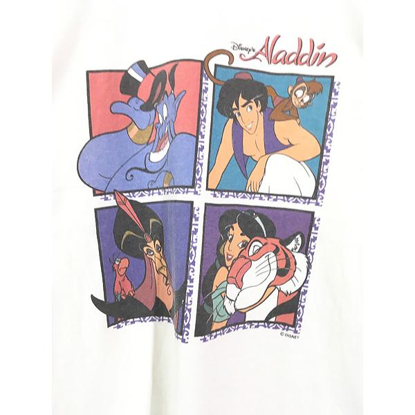 古着 90s USA製 Disney Aladdin アラジン ジャファー ジーニー ジャスミン マルチ キャラクター Tシャツ XL 古着｜dracaena｜02