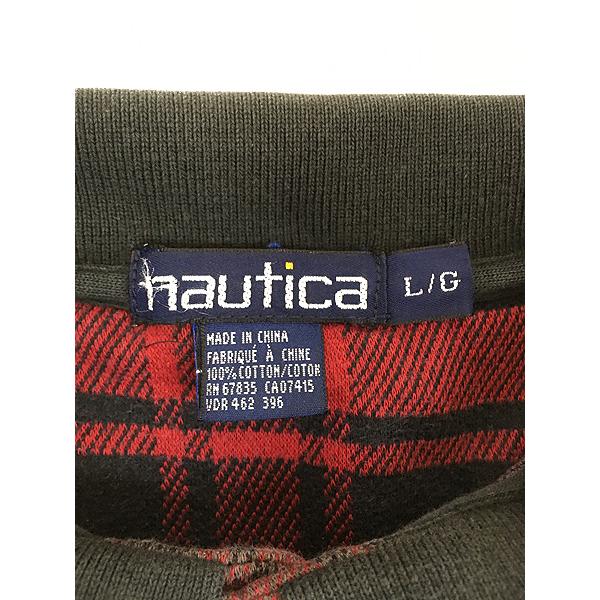 古着 90s Nautica ダーク チェック 長袖 ポロシャツ ロンポロ L 古着｜dracaena｜05