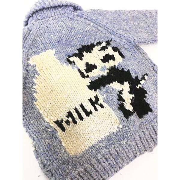 キッズ 古着 70s MILK ミルク 猫 ねこちゃん アニマル ヘビー ニット カウチン ジャケット 7-8歳位 古着｜dracaena｜06