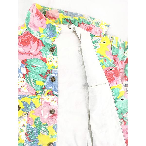 レディース 古着 80s PALMETTO'S カラフル 花 バラ 総柄 デニム レディース 古着 80s PALMETTO'S カラフル 花 バラ 総柄 デニム