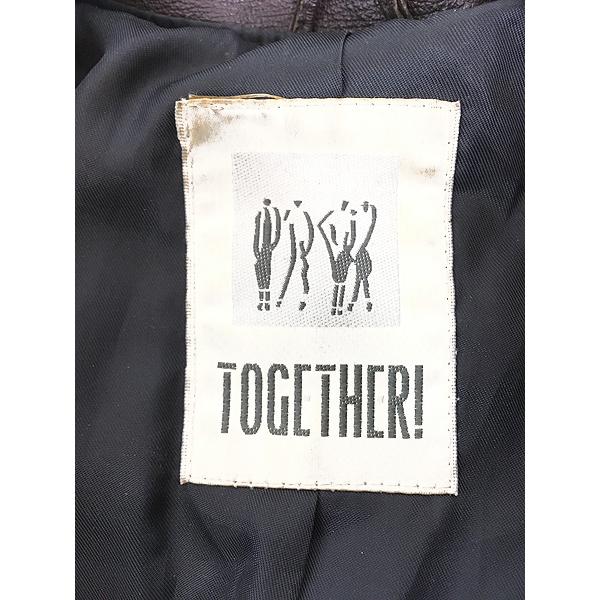 80's 90's vintage ドレープ y2k チェスターコート レディース 古着 90s TOGETHER! 本革 レザー ロング チェスター