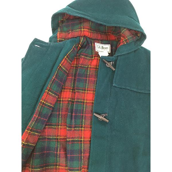 L.L BEAN 80s USA製 チェック ダッフルコート L レディース 古着 80s USA製 LL Bean 無地 ソリッド 裏地