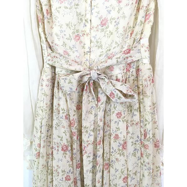 レディース 古着 70s USA製 GUNNE SAX 花柄 レース セーラーカラー 長袖 パフスリーブ ワンピース ドレス ロング丈 L位 古着｜dracaena｜05