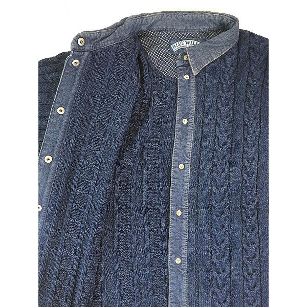 レディース 古着 90s Denmark製 BLUE WILLIS ケーブル編み 藍染 レディース 古着 90s Denmark製 BLUE WILLIS ケーブル編み 藍染