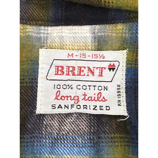 古着 50s BRENT マチ付 オンブレ シャドー チェック プリント 古着 50s BRENT マチ付 オンブレ シャドー チェック プリント