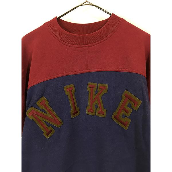 古着 90s NIKE フェルト パッチ 3カラー スウェット トレーナー 古着 90s NIKE フェルト パッチ 3カラー スウェット トレーナー