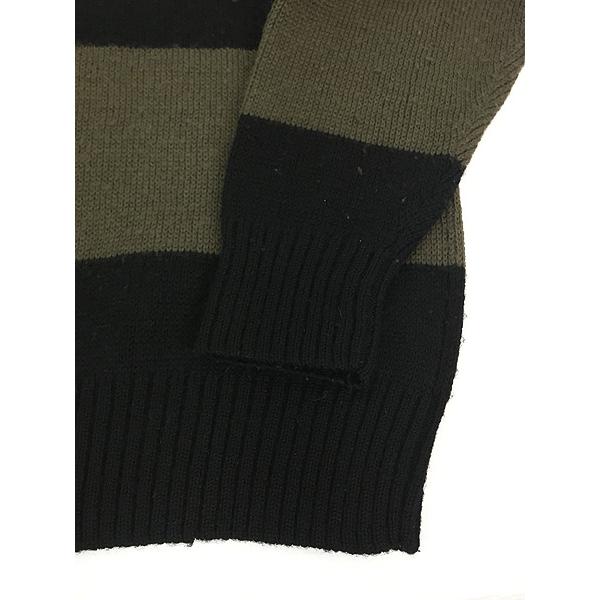 (古着)90s イギリス製ヘンリーネックボーダーニット 柄セーター 古着 90s J Crew ネイティブ フェアアイル ボーダー ウール