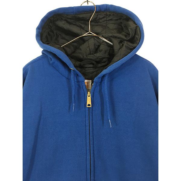 古着 Carhartt パデット スウェット ジップ パーカー 青 XL