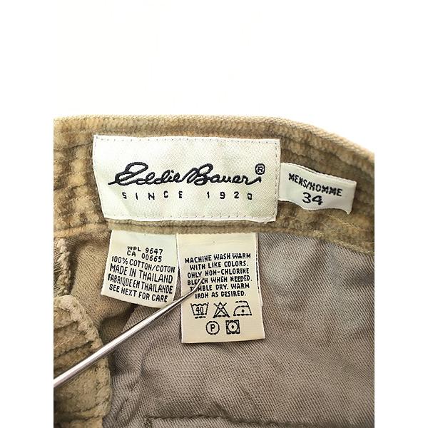 古着 90s Eddie Bauer 極太畝 コーデュロイ タック パンツ コーズ 太  