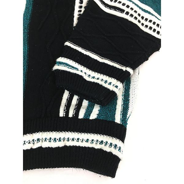 1990's ストライプ柄 3D デザイン アクリル ニットセーター