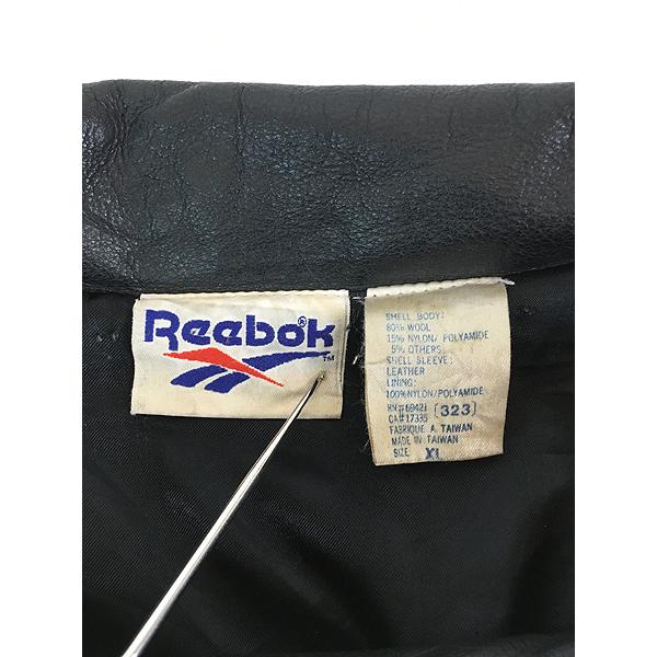 古着 90s Reebok 本革 レザー × ウール スタジャン ジャケット