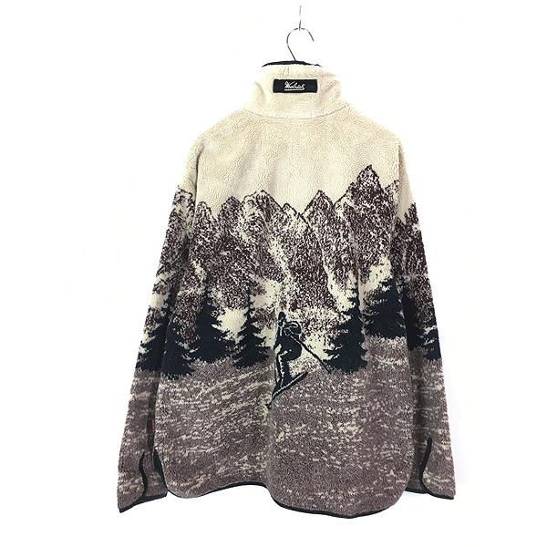 古着 90s USA製 WoolRich スキーヤー 雪山 自然 総柄 ハーフ