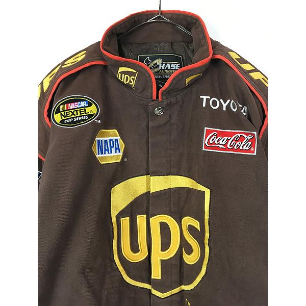 古着 CHASE 「UPS」 企業 刺しゅう レーシング ジャケット XL
