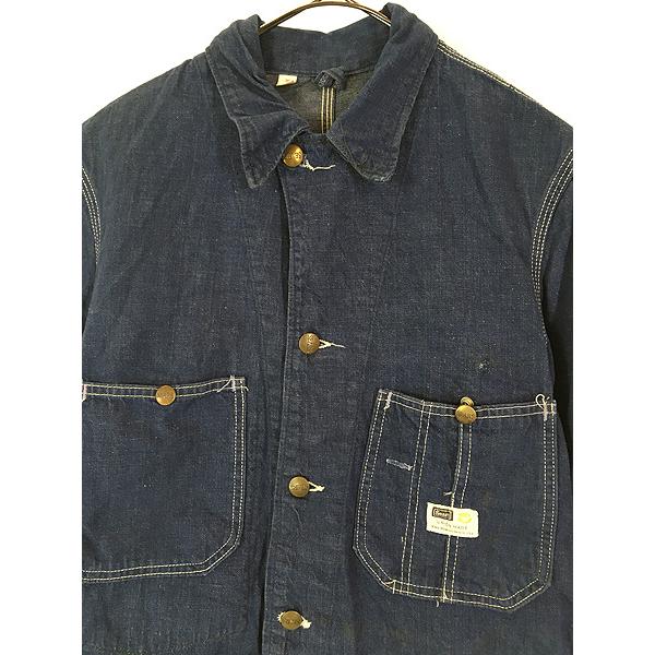 60s USA 古着 Sears デニムカバーオール 裏地付き 古着 60s USA製 Sears 濃紺 インディゴ デニム ワーク