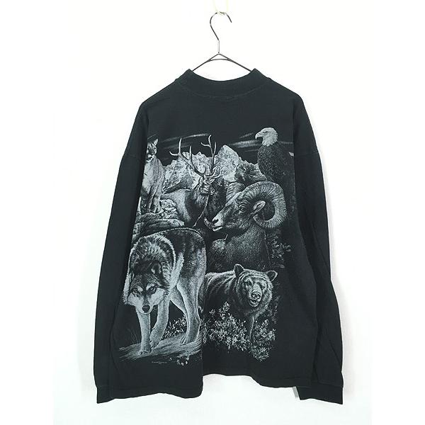 古着 90s USA製 モノクロ アニマル リアル グラフィック モック