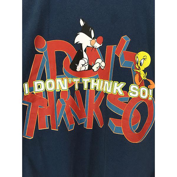 古着 90s USA製 LOONEY TUNES トゥイーティー シルベスター 「I Don't Think So」 スウェット トレーナー XL位 古着｜dracaena｜02